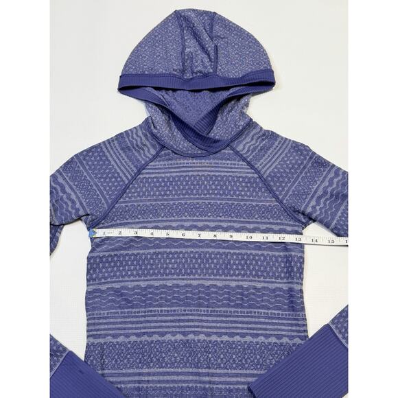 Lululemon Rest Less Hoodie Size 2 Blue Textured Long Sleeve Running Thumbholes - Picture 10 of 12